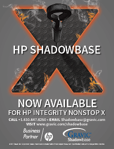 HP Shadowbase advertisement: now available for HP Integrity NonStop X