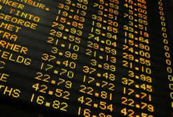 Stock photo of stock exchange ticker with prices