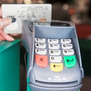 Stock photo of an EDC debit/credit card reading machine