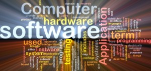 Software word cloud with other terms such as computer, hardware, application, testing, and many others