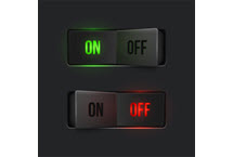 Stock photo of two switches, one is switched "on" and the other is "off"