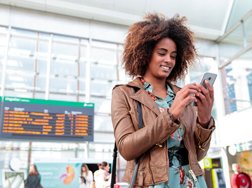 Stock photo of woman on cellphone